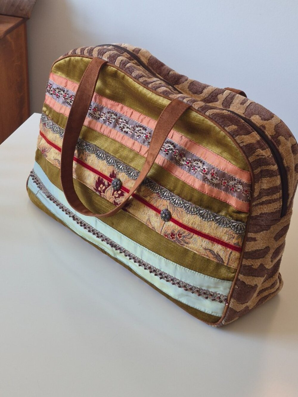 Atenti USA Made Large Tapestry Weekender Bag Embellished Boho Carpet Travel Tote
